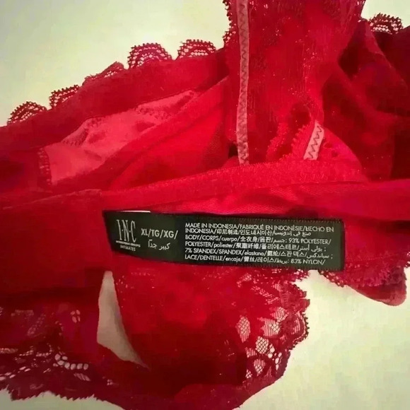 INC Velvet bralette in Red with Lace back Size XL NWOT - Picture 7 of 10